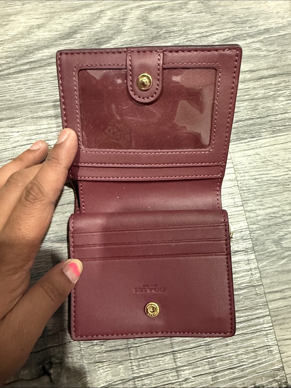Coach Embossed Small Wallet in Raspberry Pink with Gold Hardware - Picture 3 of 3